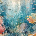 Beautiful abstract coral reef oil painting - OA02125
