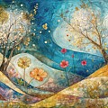 Beautiful abstract flowers and tree blossom oil painting - OA02203