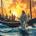 Jesus Christ's miracle of walking on water - epic religious bible scene - OA00200