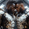 Sci-Fi Fantasy Handsome Black Gay Male Couple in a Futuristic Spaceship - OA04103