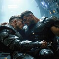 Sci-Fi Fantasy Handsome Gay Male Couple in a Futuristic Spaceship - OA04101
