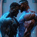 Sci-Fi Fantasy Handsome Black Gay Male Couple in a Futuristic Spaceship - OA04102