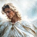 The Angel of God, with Silk and Feathers - Oil Painting - OA02500